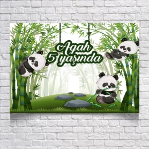 Panda Temalı Doğum Günü Afişi 50X70 cm