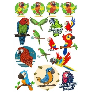 Papağan Sticker Set-2 17 Parça Telefon, Tablet, Defter, Laptop Sticker