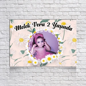 Papatya Temalı Doğum Günü Afişi 100X150 cm