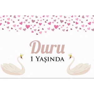 Kuğu Temalı Doğum Günü Afişi 70X100 cm