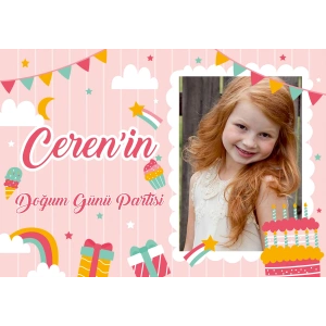 Pasta Temalı Doğum Günü Afişi 100X150 cm
