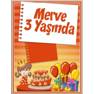 Pasta Temalı Doğum Günü Afişi 35X50 cm