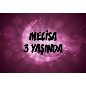 Pembe Ay Temalı Doğum Günü Afişi 70X100 cm