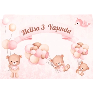 Pembe Ayıcık Doğum Günü Afişi 70X100 cm