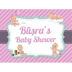 Pembe Bebek ve Oyuncak Temalı Baby Shower Afişi 50x70 Cm