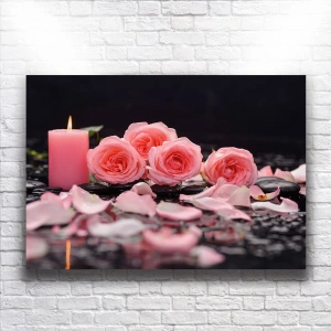 Pembe Çiçekler Kanvas