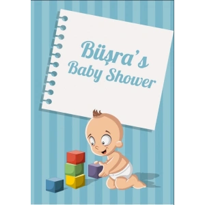Pembe Çizgili Bebek Temalı Baby Shower Afişi 100x150 Cm