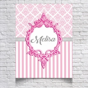 Pembe Damask Desenli Doğum Günü Afişi 70X100 cm