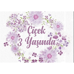 Çiçekler Temalı Doğum Günü Afişi -2 50X70 cm