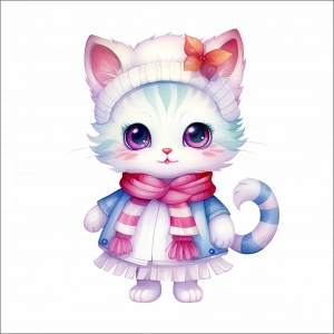 Pembe Fiyonklu Tatlı Kedi Duvar Stickerı