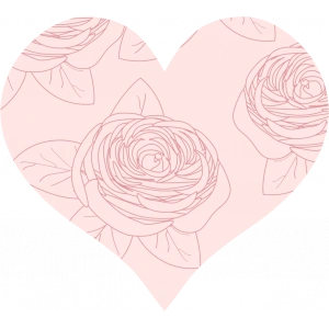Pembe Güllü Kalp Duvar Stickerı
