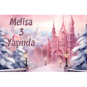 Pembe Şato Temalı Doğum Günü Afişi 50X70 cm