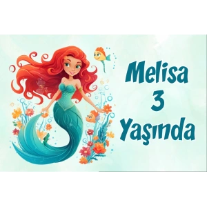 Deniz Kızı ve Balıklar Temalı Doğum Günü Afişi 70X100 cm