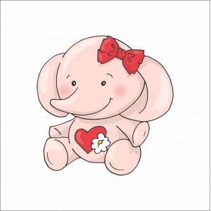 Pembe Sevimli Fil Sticker