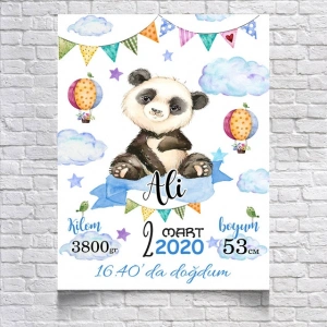 Mavi Panda Temalı Yaş Panosu