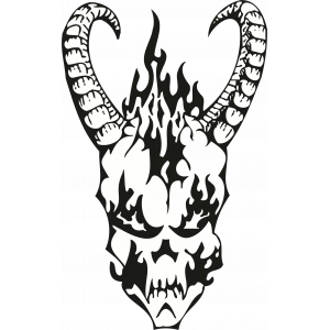 Boynuzlu Kurukafa Sticker 10x10 cmRenkli Sticker