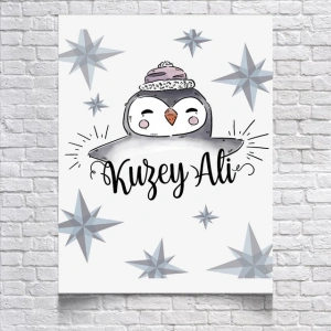 Penguen Temalı Doğum Günü Afişi 35x50 Cm