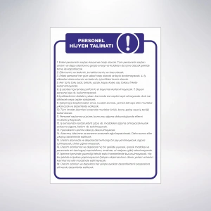 personel hijyen talimatı Sticker 20X28 Cm