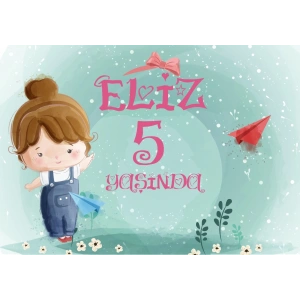 Sevimli Kız Temalı Doğum Günü Afişi 50X70 cm