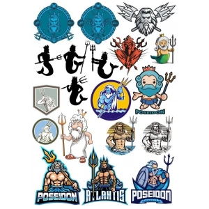 Poseidon Sticker Set-2 15 Parça Telefon, Tablet, Defter, Laptop Sticker