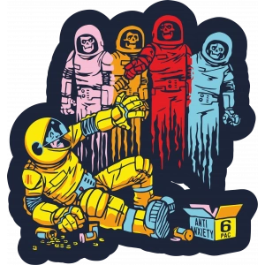 astronotlar sticker 10x10 cmRenkli Sticker