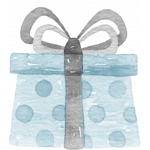 Puantiyeli Mavi Hediye Kutusu Duvar Stickerı