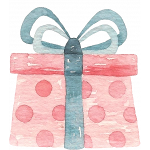 Puantiyeli Pembe Hediye Kutusu Duvar Stickerı