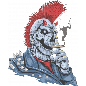 Punk İskelet Sticker 10x10 cmRenkli Sticker