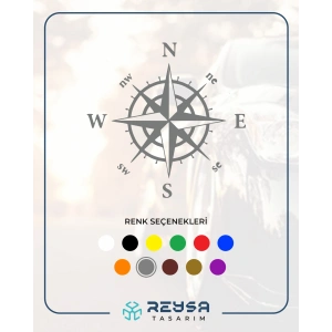 Pusula Araba Sticker 17x17 Cm Gri