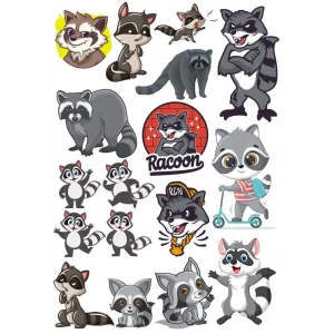 Racun Sticker Set-4 17 Parça Telefon, Tablet, Defter, Laptop Sticker