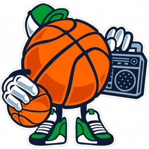 Radyo Dinleyen Basket Topu Sticker 10x10 cmRenkli Sticker