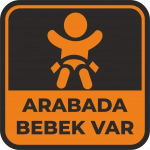 Arabada Bebek Var Sticker 10x10 cmRenkli Sticker