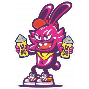 Grafitici Kedi Sticker 10x10 cmRenkli Sticker