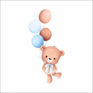 Renkli Balonlu Neşeli Ayıcık Duvar Stickerı