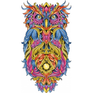 Renkli Baykuş Sticker 10x10 cmRenkli Sticker