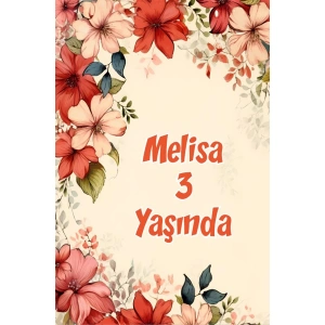 Renkli Çiçekler Temalı Doğum Günü Afişi -3 50X70 cm