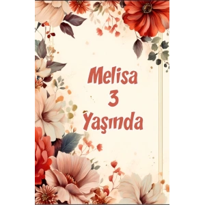 Renkli Çiçekler Temalı Doğum Günü Afişi -8 50X70 cm