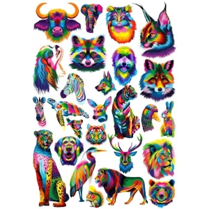 Renkli Hayvanlar Sticker Set 1 20 Parça Telefon, Tablet, Defter, Laptop Sticker