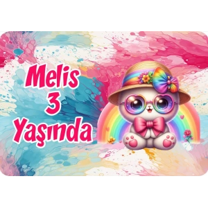 Renkli Kedicik Doğum Günü Afişi 70X100 cm