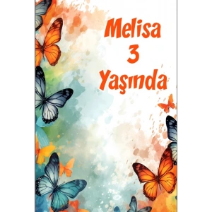 Renkli Kelebekler Temalı Doğum Günü Afişi -2 100X150 cm