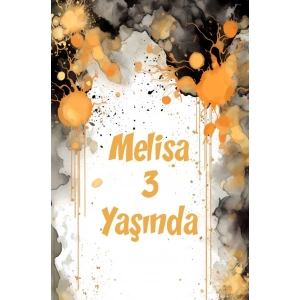 Sarı ve Siyah Boyalar Temalı Doğum Günü Afişi -2 50X70 cm