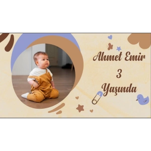 Resimli Bebek Temalı Doğum Günü Afişi 35X50 cm