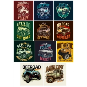 Retro 4x4 -1 Off Road Sticker Set4 11 Parça Telefon, Tablet, Defter, Laptop Sticker