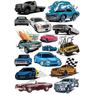 Retro Arabalar Sticker Set 3 14 Parça Telefon, Tablet, Defter, Laptop Sticker