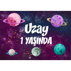 Uzay Temalı Doğum Günü Afişi 35X50 cm