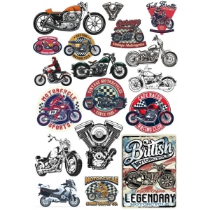 Retro Motorsiklet Sticker Set 16 Parça Telefon, Tablet, Defter, Laptop Sticker