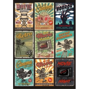 Retro Poster Sticker Set 9 Parça Telefon, Tablet, Defter, Laptop Sticker