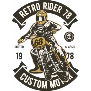 Retro Rider 78 Sticker 10x10 cmRenkli Sticker