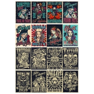 Retro Russian Poster Sticker 12 Parça Telefon, Tablet, Defter, Laptop Sticker