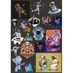 Retro Uzay Sticker Set 5 20 Parça Telefon, Tablet, Defter, Laptop Sticker